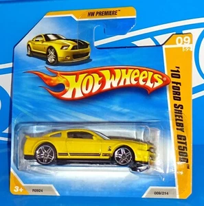 Hot Wheels 2010 HW Premiere Short Card #9 '10 Ford Shelby GT500 Yellow - Picture 1 of 2
