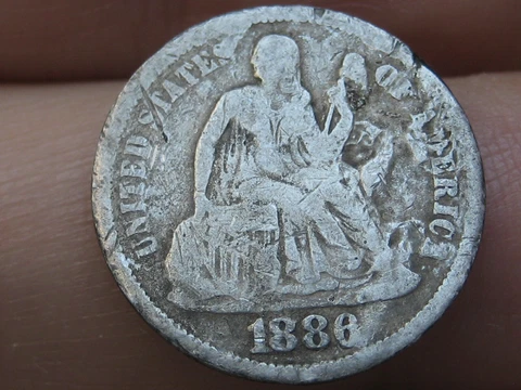1886 P Seated Liberty Silver Dime- VG Details Cover