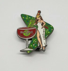 Hard Rock Cafe pin Chicago Party Girl w Large Glass New Year 2003 Celery Stick - Picture 1 of 3