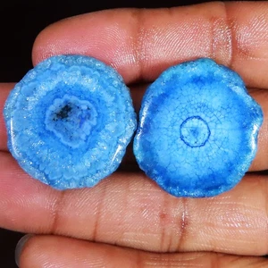 Coppia Druzy Quarzo Solare 85,40 Cts Cabochon Rara Gemma Sciolta 27x28x6 mm GQ-262 - Foto 1 di 6