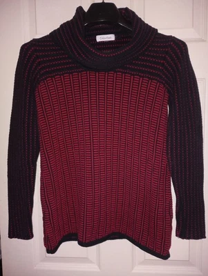 Suéter tejido cuello capucha multicolor Calvin Klein M rojo negro. Excelente. Foto 1 de 4