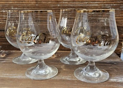 Copos de Coca Cola German Trink Gold Rim Bar Vintage .31 Koffeinhaltige Conjunto de 4 - Imagem 1 de 4