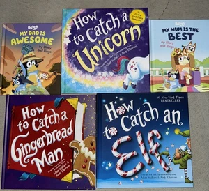 (5) LOT Hardcover How to Catch a Gingerbread Man, Elf, Unicorn + BLUEY MUM & DAD - Picture 1 of 1