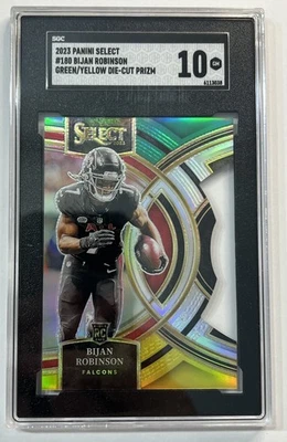 2023 Select BIJAN ROBINSON - Premier #180 Green Yellow Prizm Die Cut (RC) Rookie - Image 1 of 2