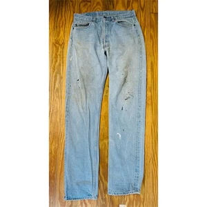 Vtg Selvage Levi's 505 Men's Straight Jeans Size 34x36 thrashed red batwing 80’s - Picture 1 of 15