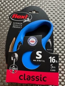 NEU Flexi Classic Schnur einziehbare Leine für kleine Hunde bis 26 Pfund 16 Fuß BLAU - Bild 1 von 1