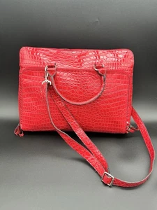 Bolso de viaje Bueno para mujer rojo cereza imitación cuero cocodrilo extra grande espacioso - Imagen 1 de 15