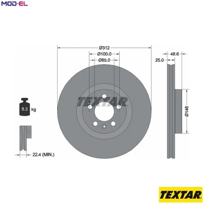 2x BRAKE DISC 92303303 FOR VW DHSB 1.0L 3cyl POLOCZPC/DKZC 2.0L CWLA 1.4L 4cyl - Image 1 of 4