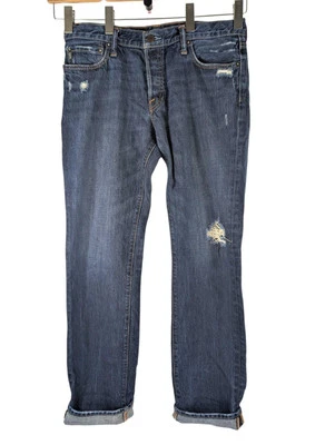 Abercrombie & Fitch Blue Jeans Denim Slim Straight Distressed Ripped W34 L32 - Image 1 of 4