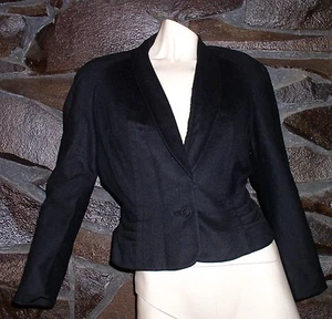 BLACK VINTAGE WOOL BLAZER MADE IN USA BY BERNARD'S SIZE SMALL - Picture 1 of 3