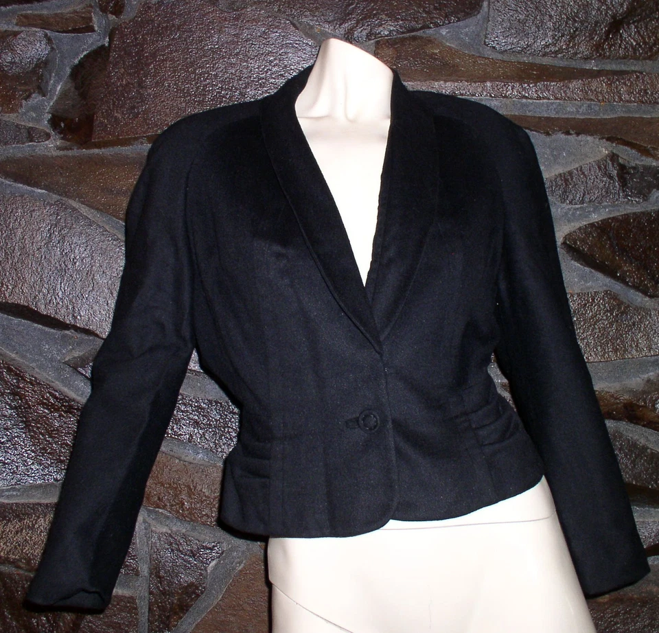 BLAZER DE LANA NEGRO VINTAGE HECHO EN EE. UU. POR BERNARD'S TALLA PEQUEÑA Foto 1 de 3