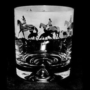 Animo Glass - SANDBLASTED FRIEZE WHISKY WHISKEY TUMBLER GLASS - Hunting - Picture 1 of 2
