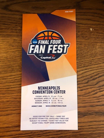2019 Final Four NCAA Virginia Cavaliers Texas Tech Fan Fest Stub Cover