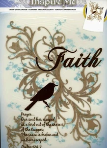 Iron On Transfer Faith New Sealed Inspire Me Bird with Prayer Psalm Religious - Picture 1 of 1
