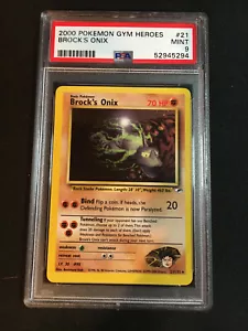 2000 Pokemon Card Gym Heroes Unlimited - #21 Rare - Brock's Onix - PSA 9 Mint - Picture 1 of 10