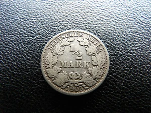 Germany silver coin 1905 F 1/2 half mark Wilhelm II - Crowned Imperial Eagle #33 - Picture 1 of 3