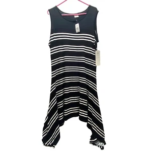 Daisy Fuentes Dress Women's 1X Hankerchief Tank Style Black White Sleeveless NWT - Picture 1 of 7