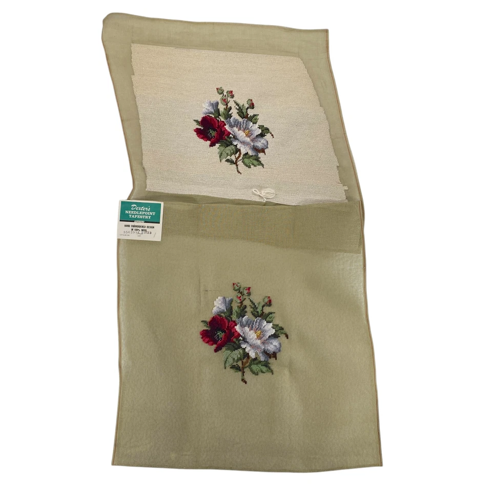 Floral Needlepoint Seat Chair Covers Completed Tapestry Canvas Dexters 3502994 - Image 1 of 4
