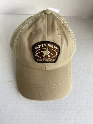 RIG' EM RIGHT WATERFOWL DRAB KHAKI DISTRESSED TRUCKERS MESH HAT CAP - Image 1 of 4