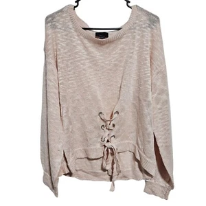 Lumière Light Pink Knit Sweater Womens Lace-Up Back Detail Pullover New - Picture 1 of 18