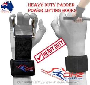 QHZ Heavy Duty Weight Lifting Hooks Wrist Support Straps Gym Gripper Chin Up Bar - Picture 1 of 6