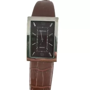 Kenneth Cole Signature Watch Silver Tone Brown Leather Band Quartz Watch 20881 - Picture 1 of 7