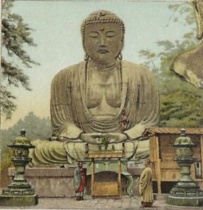 1895 Antique lithograph BUDDHISM RELIGION. Standing Buddha. 127 years old print