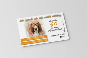 Einladungskarten Geburtstag Geburtstags-Einladung 30 40 50 60 70 Hund - Picture 1 of 4