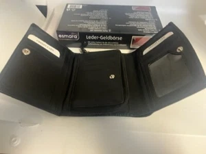 1 NEW Rare ESMARA Genuine Leather Slim Trifold Mens Wallet W/ ID Window, - Picture 1 of 5