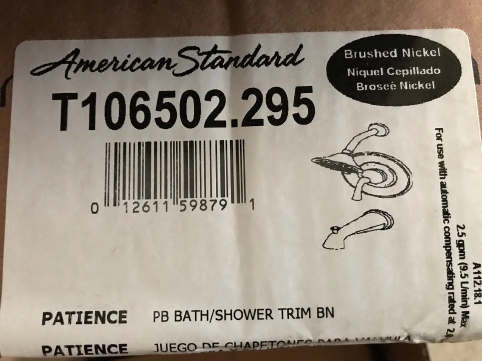 American Standard T106501.295 Romantic Patience PB отделка для душа BN, матовый никель - Изображение 1 из 1