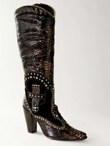 Nuevas Botas El Vaquero Clima Frío Piel Natural Patente Cuero Granate Talla 37 EE. UU. 7 - Imagen 1 de 7
