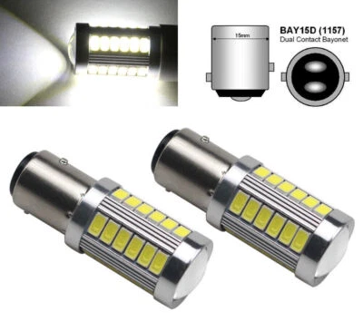 2x 1157 BAY15D DC 12V LED 33 SMD 5630 Auto Brems Rück Standlicht White KFZ - Bild 1 von 4