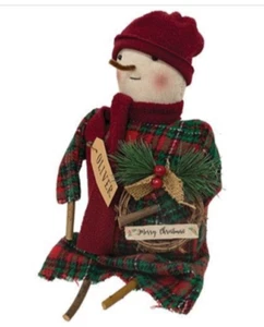 CLEARANCE Primitive Snowman Christmas Rustic Snowman Doll - Picture 1 of 1
