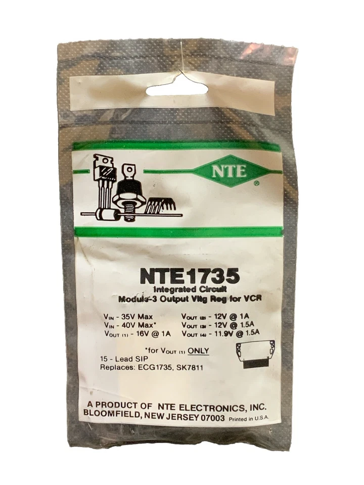 NTE1735 IC Module 3 Output Voltage Regulator For VCR SIP15 ECG1735 SK7811 - Image 1 of 1