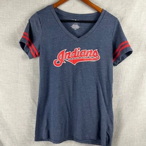 Camiseta para mujer 5th & Ocean Cleveland Indians M azul marino manga a rayas genuina MLB - Imagen 1 de 3