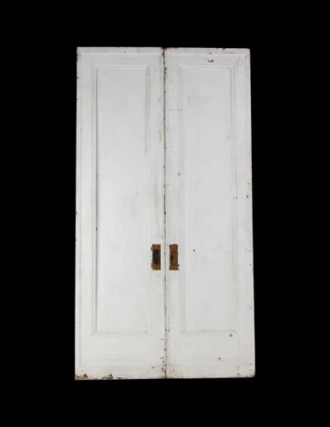 Antique 1 Pane White Wood Double Pocket Doors 105.78 x 56.25 Cover