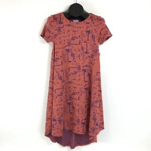 NEW LuLaRoe Carly Hi-Lo Shirt Dress Women's XXS Pullover Geometric Knit Midi - Picture 1 of 13