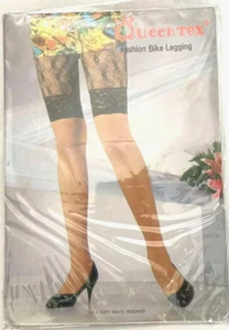 Sexy pantimedias negras para bicicleta sin pies malla transparente OS S M L QueenTex - Imagen 1 de 8