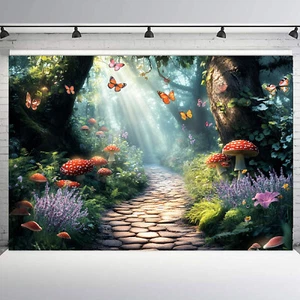 Accesorios de estudio de fondo fotográfico a través del bosque de hadas sol seta roja de 10x8 pies - Imagen 1 de 10