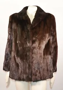 Woman Genuine Mink Fur Coat Jacket Formal Dark Brown Chocolate Women Size Medium - Picture 1 of 8