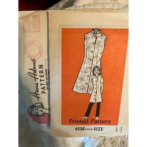 Vintage 60s ANNE ADAMS Mandarin Collar Tunic Pant SET Sewing Pattern 14 4538 - Picture 1 of 1