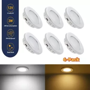 6 Pack 2.75" Round LED Recessed Ceiling Light RV Kitchen Under Cabinet Downlight - Foto 1 di 8