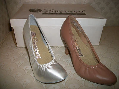 Capezio Ballroom Dance Shoes White Satin or Tan Leather Court BR04E New In Box  - Image 1 of 4