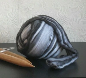 100g pure 100% merino wool white-grey-black multicolor giant knitting yarn - Picture 1 of 4