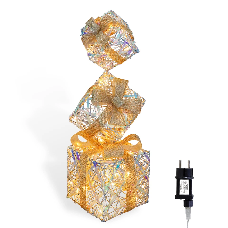 LED Geschenkbox 3er Set Netzstecker Weihnachten Lichterkette Beleuchtete - Bild 1 von 1