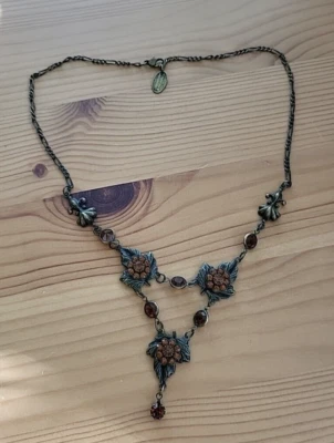 Collar Kenny Ma San Francisco Tono Latón y Topacio Marrón Hoja de Cristal Flor Foto 1 de 4