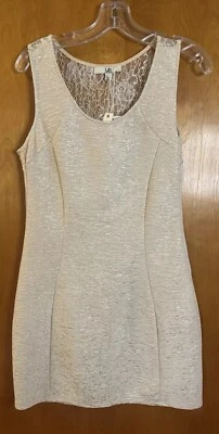 Ya Лос-Анджелес шампанского текстурированный коктейльное платье w сетки блестящий назад большой новый с Ярлыками - Изображение 1 из 4