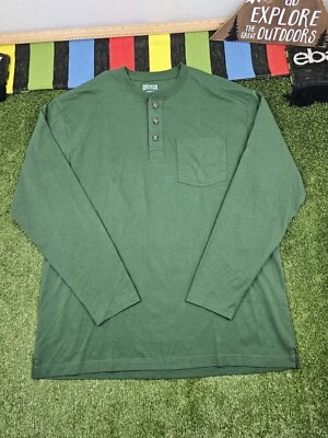 Duluth Hombres Henley Camisa Manga Larga Talla L Cola Larga T Verde Bolsillo Algodón Informal Foto 1 de 4