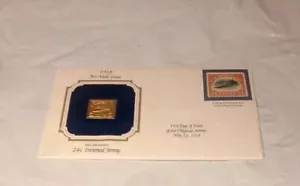 Golden Replica 22kt Gold U.S. Stamps 1918 Airmail Issue 24 Cent Inverted Jenny - Picture 1 of 4