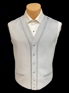 Men's After Six Silver Tuxedo Vest Fullback Formal Wedding Groom Prom Medium M - Picture 1 of 5